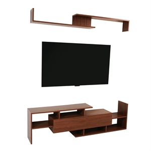 LeisureMod Surrey Mid-Century Wood TV Stand for TVs up to 60&quot in Walnut