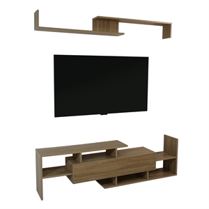 LeisureMod Surrey Mid-Century Wood TV Stand for TVs up to 60&quot in Oak