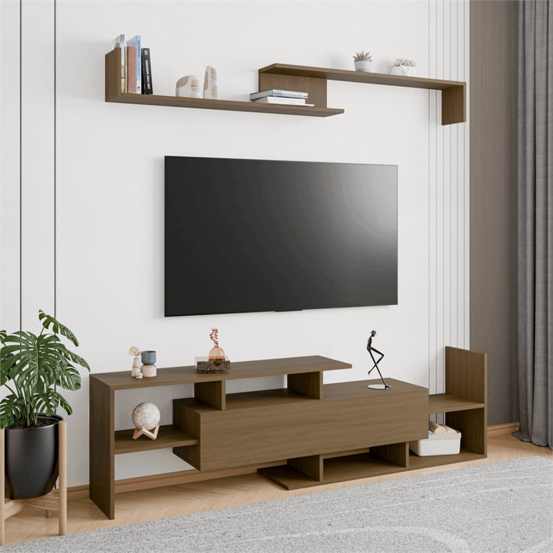 LeisureMod Surrey Mid-Century Wood TV Stand for TVs up to 60