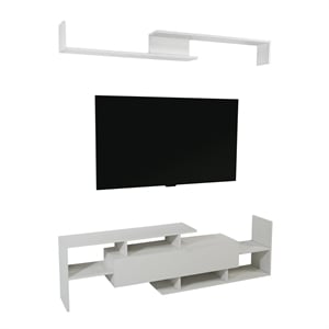 LeisureMod Surrey Mid-Century Wood TV Stand for TVs up to 62&quot in White