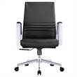 LeisureMod Aleen Upholstered Faux Leather & Iron Swivel Office Chair in Black