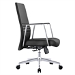 LeisureMod Aleen Upholstered Faux Leather & Iron Swivel Office Chair in Black