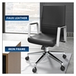 LeisureMod Aleen Upholstered Faux Leather & Iron Swivel Office Chair in Black