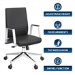 LeisureMod Aleen Upholstered Faux Leather & Iron Swivel Office Chair in Black