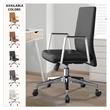 LeisureMod Aleen Upholstered Faux Leather & Iron Swivel Office Chair in Black