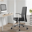 LeisureMod Aleen Upholstered Faux Leather & Iron Swivel Office Chair in Black