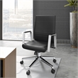 LeisureMod Aleen Upholstered Faux Leather & Iron Swivel Office Chair in Black