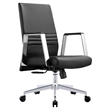 LeisureMod Aleen Upholstered Faux Leather & Iron Swivel Office Chair in Black