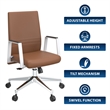 LeisureMod Aleen Upholstered Faux Leather/Iron Swivel Office Chair in Dark Brown