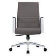 LeisureMod Aleen Upholstered Faux Leather & Iron Swivel Office Chair in Gray