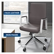 LeisureMod Aleen Upholstered Faux Leather & Iron Swivel Office Chair in Gray