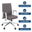 LeisureMod Aleen Upholstered Faux Leather & Iron Swivel Office Chair in Gray