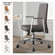 LeisureMod Aleen Upholstered Faux Leather & Iron Swivel Office Chair in Gray