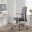 LeisureMod Aleen Upholstered Faux Leather & Iron Swivel Office Chair in Gray