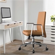 LeisureMod Aleen Upholstered Faux Leather Swivel Office Chair in Acorn Brown
