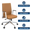 LeisureMod Aleen Upholstered Faux Leather Swivel Office Chair in Acorn Brown