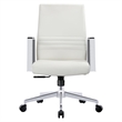 LeisureMod Aleen Upholstered Faux Leather & Iron Swivel Office Chair in White