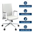 LeisureMod Aleen Upholstered Faux Leather & Iron Swivel Office Chair in White