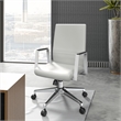 LeisureMod Aleen Upholstered Faux Leather & Iron Swivel Office Chair in White