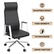 LeisureMod Aleen High-Back Faux Leather & Iron Swivel Office Chair in Black