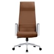 LeisureMod Aleen High-Back Faux Leather Swivel Office Chair in Dark Brown