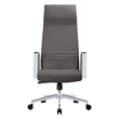 LeisureMod Aleen High-Back Faux Leather & Iron Swivel Office Chair in Gray