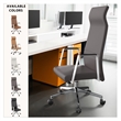 LeisureMod Aleen High-Back Faux Leather & Iron Swivel Office Chair in Gray