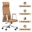 LeisureMod Aleen High-Back Faux Leather/Iron Swivel Office Chair in Acorn Brown
