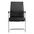 LeisureMod Aleen Leather & Metal Office Chair with Fixed Armrest in Black/Silver