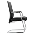 LeisureMod Aleen Leather & Metal Office Chair with Fixed Armrest in Black/Silver