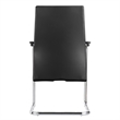 LeisureMod Aleen Leather & Metal Office Chair with Fixed Armrest in Black/Silver