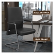 LeisureMod Aleen Leather & Metal Office Chair with Fixed Armrest in Black/Silver