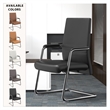 LeisureMod Aleen Leather & Metal Office Chair with Fixed Armrest in Black/Silver