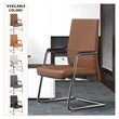 LeisureMod Aleen Leather & Metal Office Chair with Fixed Armrest in Dark Brown
