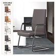 LeisureMod Aleen Leather & Metal Office Chair with Fixed Armrest in Gray