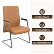 LeisureMod Aleen Leather & Metal Office Chair with Armrest in Acorn Brown