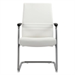 LeisureMod Aleen Leather & Metal Office Chair with Fixed Armrest in White