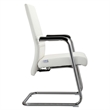 LeisureMod Aleen Leather & Metal Office Chair with Fixed Armrest in White