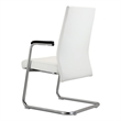 LeisureMod Aleen Leather & Metal Office Chair with Fixed Armrest in White
