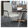 LeisureMod Aleen Leather & Metal Office Chair with Fixed Armrest in White