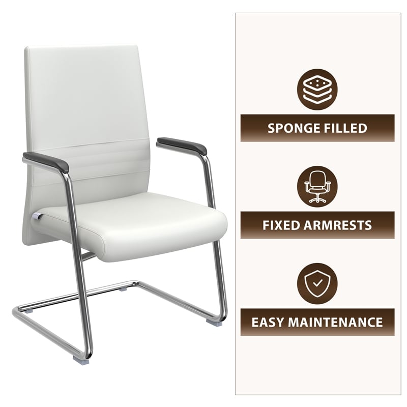 LeisureMod Aleen Leather & Metal Office Chair with Fixed