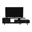 LeisureMod Avery Modern TV Stand with MDF Cabinet and Steel Legs Ebony
