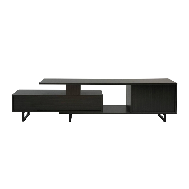 LeisureMod Avery Modern TV Stand with MDF Cabinet and Steel Legs Phantom Grey