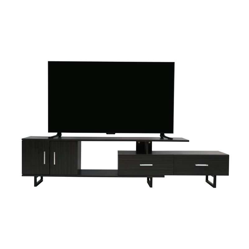 LeisureMod Avery Modern TV Stand with MDF Cabinet and Steel Legs Phantom Grey