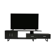 LeisureMod Avery Modern TV Stand with MDF Cabinet and Steel Legs Phantom Grey