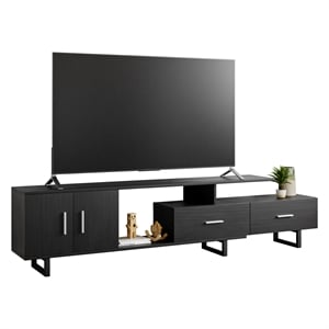LeisureMod Avery Modern TV Stand with MDF Cabinet and Steel Legs Phantom Grey