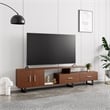 LeisureMod Avery Modern TV Stand with MDF Cabinet and Steel Legs Walnut