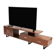 LeisureMod Avery Modern TV Stand with MDF Cabinet and Steel Legs Walnut