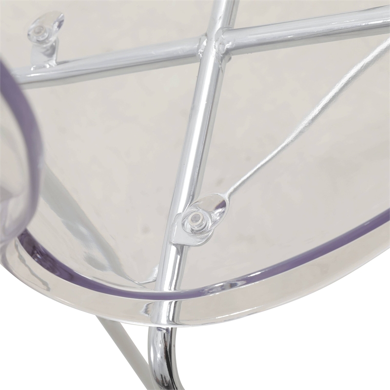 LeisureMod Oyster Plastic Barstool with Steel Frame Set of 2 Clear