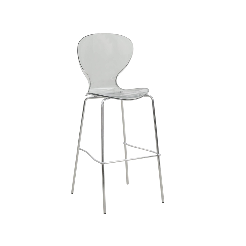 LeisureMod Oyster Plastic Barstool with Steel Frame Set of 2 Smoke